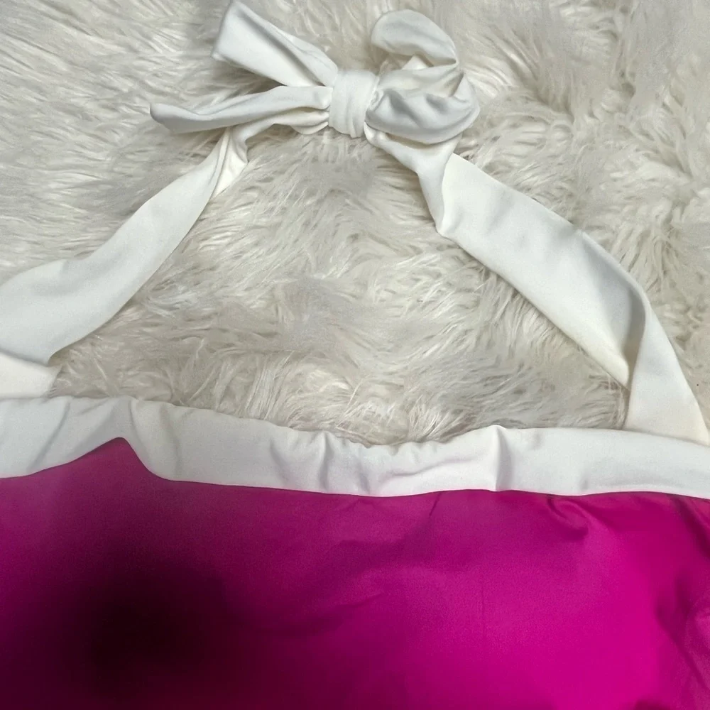 Ralph Lauren one piece bathing suit halter pink and white size 10